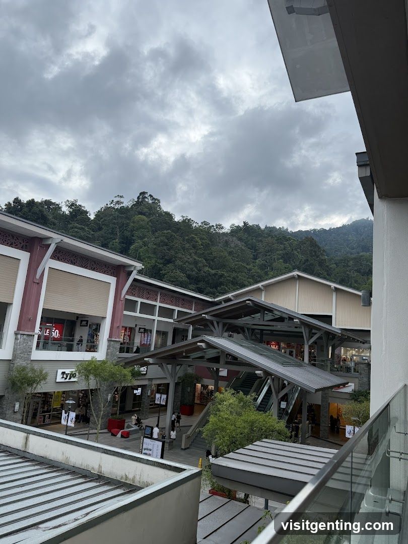 Shopping Mall Exterior with Mountain Background