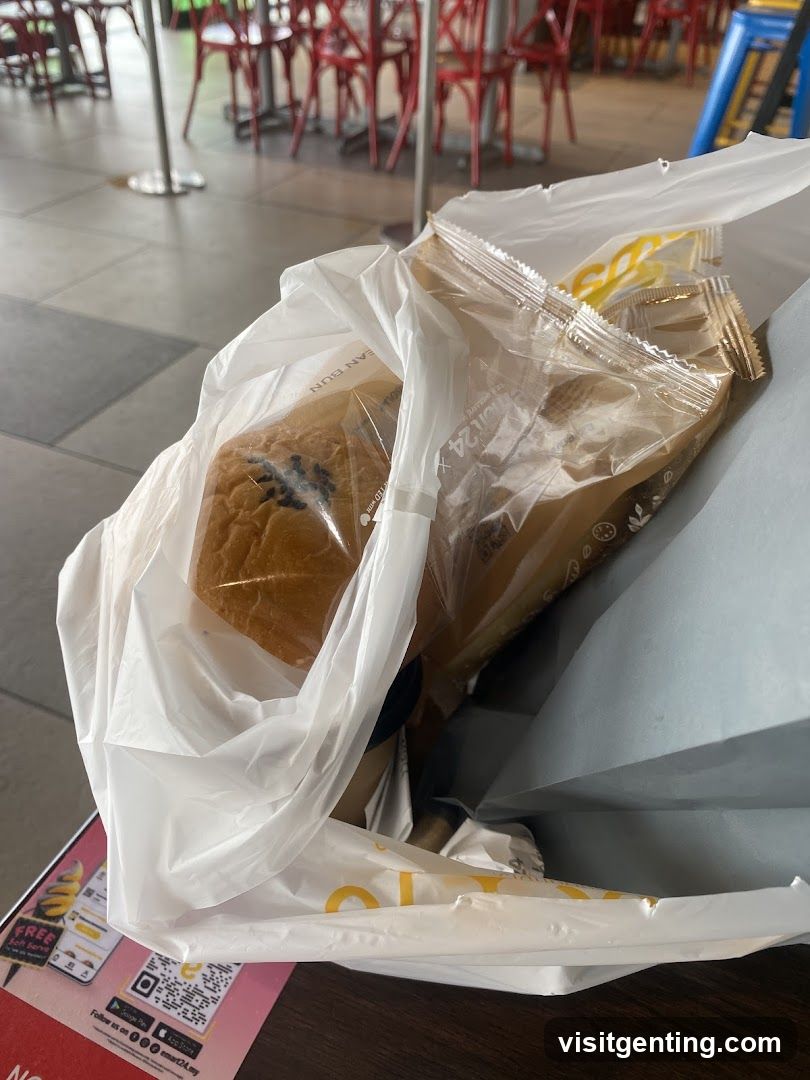 Food in a bag at a restaurant