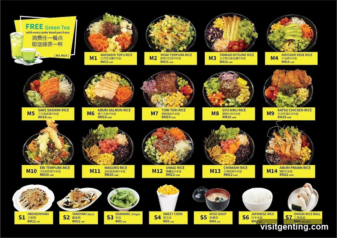 Poke Bowl Menu with Side Dishes
