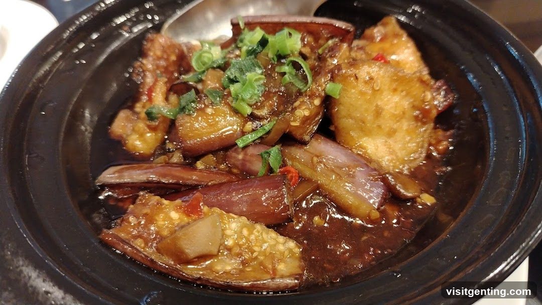 Eggplant and tofu dish in clay pot