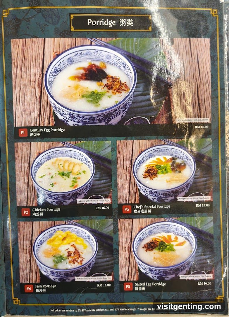 Porridge Menu
