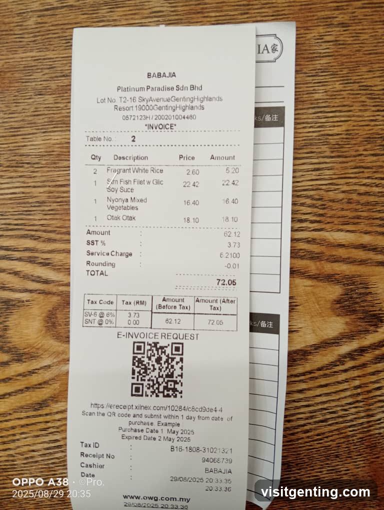 Restaurant Invoice