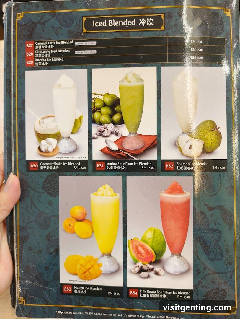 Iced Blended Drinks Menu