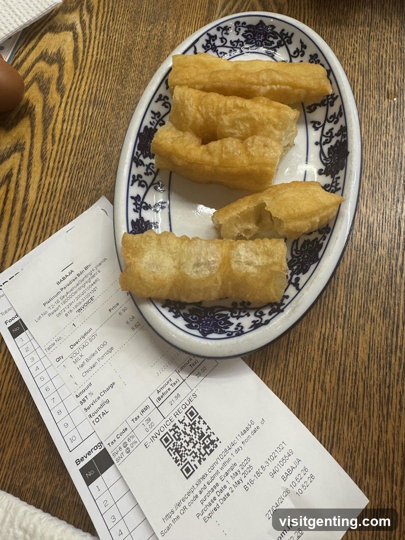 Food and Receipt on Wooden Table