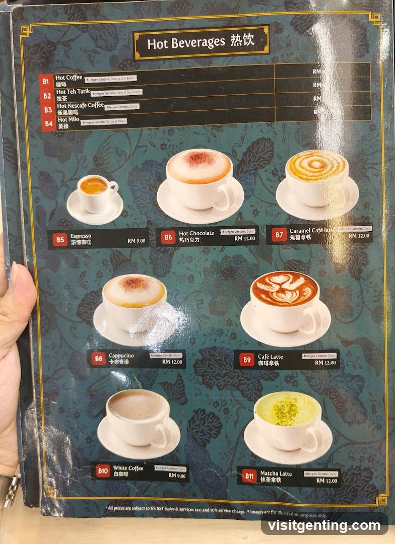 Hot Beverages Menu