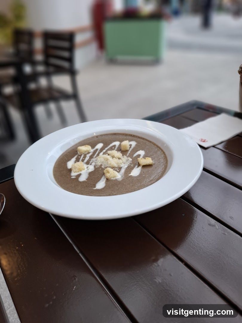 Soup on outdoor table