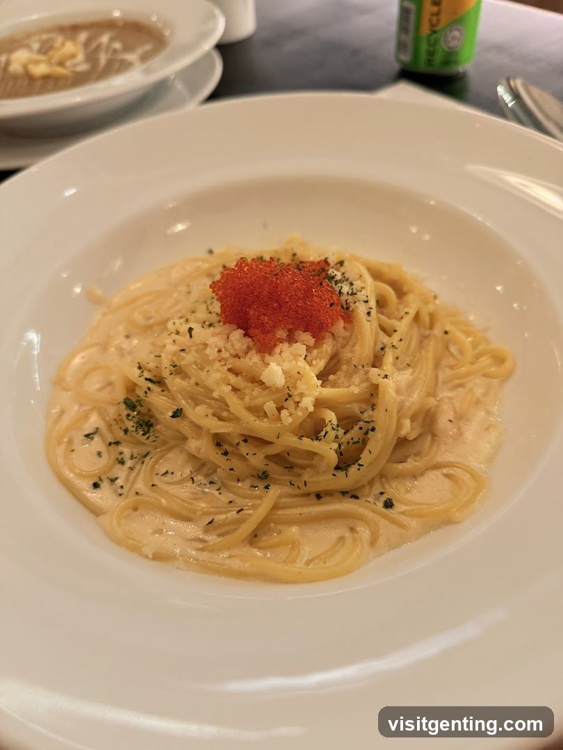 Pasta Dish in Restaurant Setting