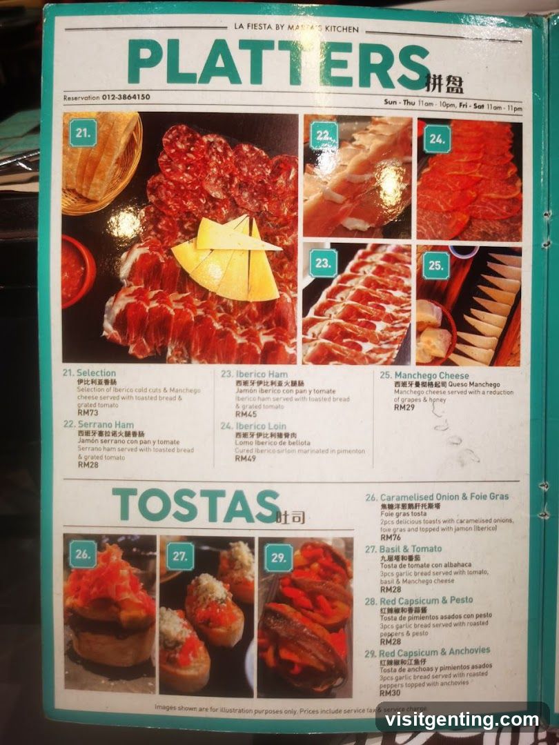 Platters and Tostas Menu