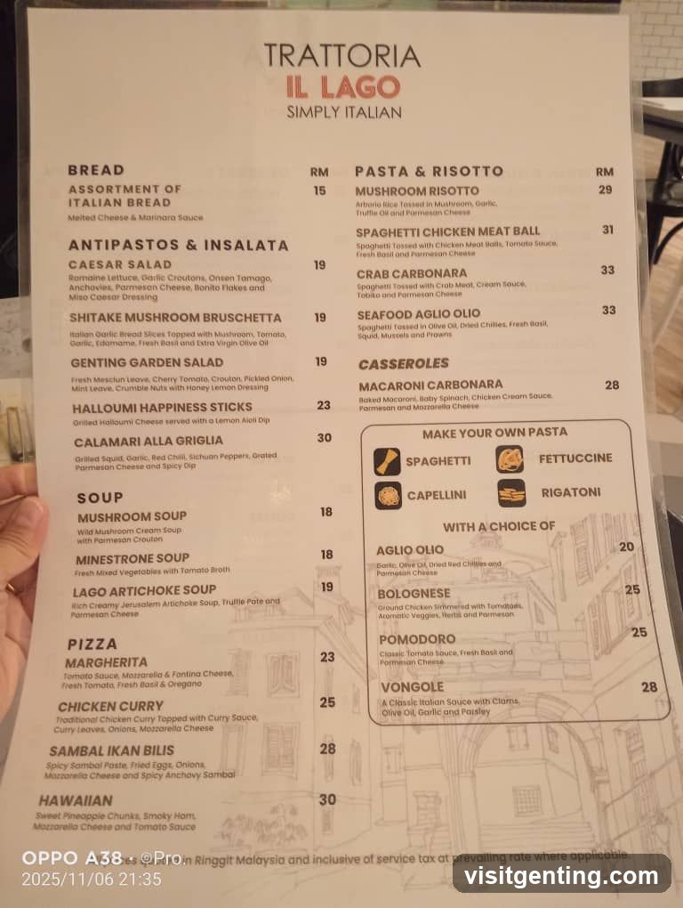 Trattoria Il Lago Menu