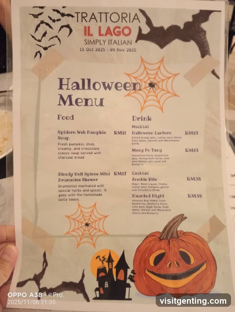 Halloween Menu at Trattoria Il Lago