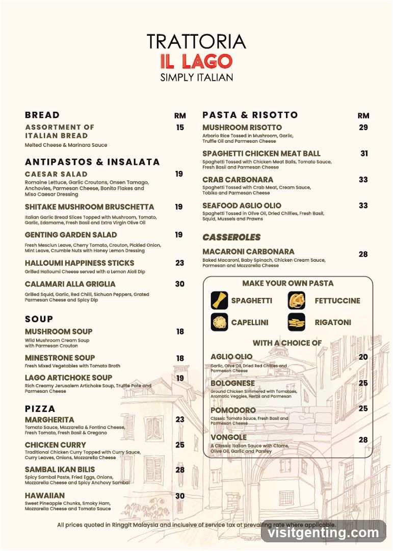 Trattoria Il Lago Menu