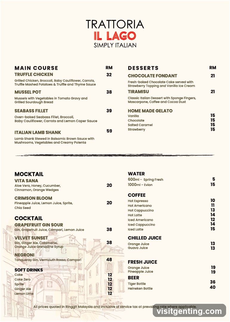 Trattoria Il Lago Menu