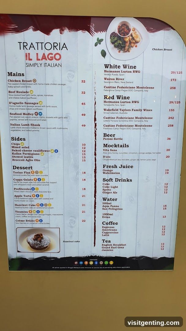 Trattoria Il Lago Menu