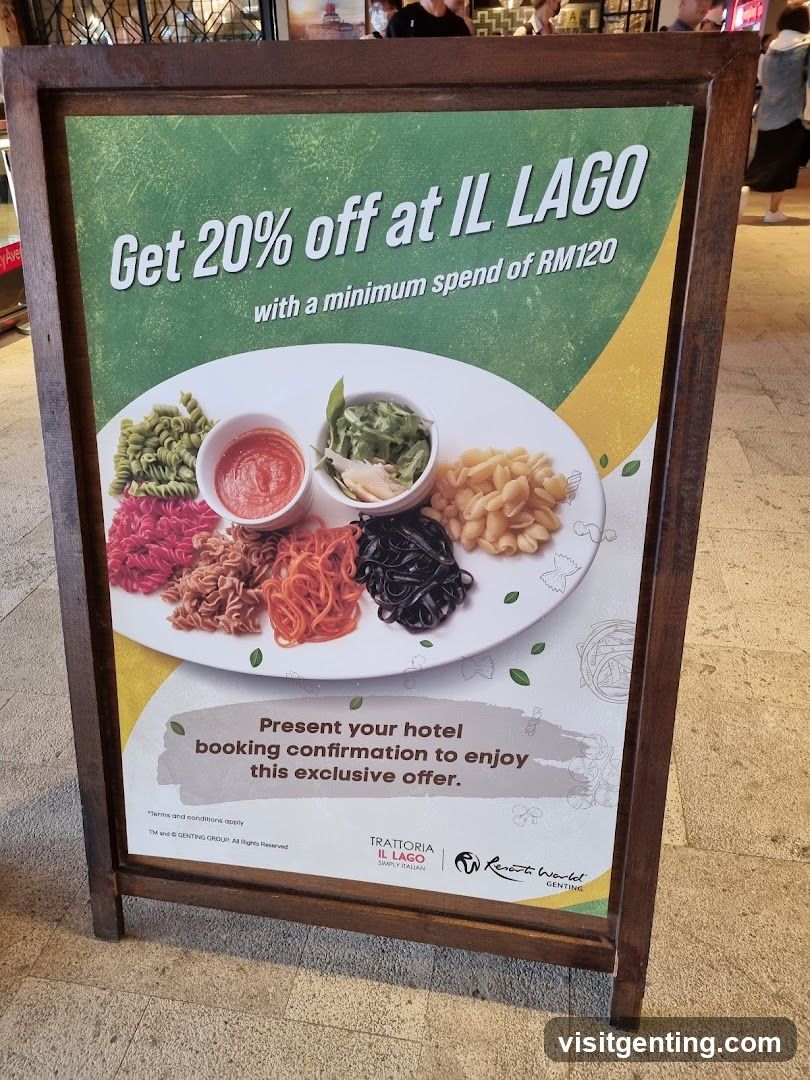 Promotional Signboard at Il Lago Restaurant