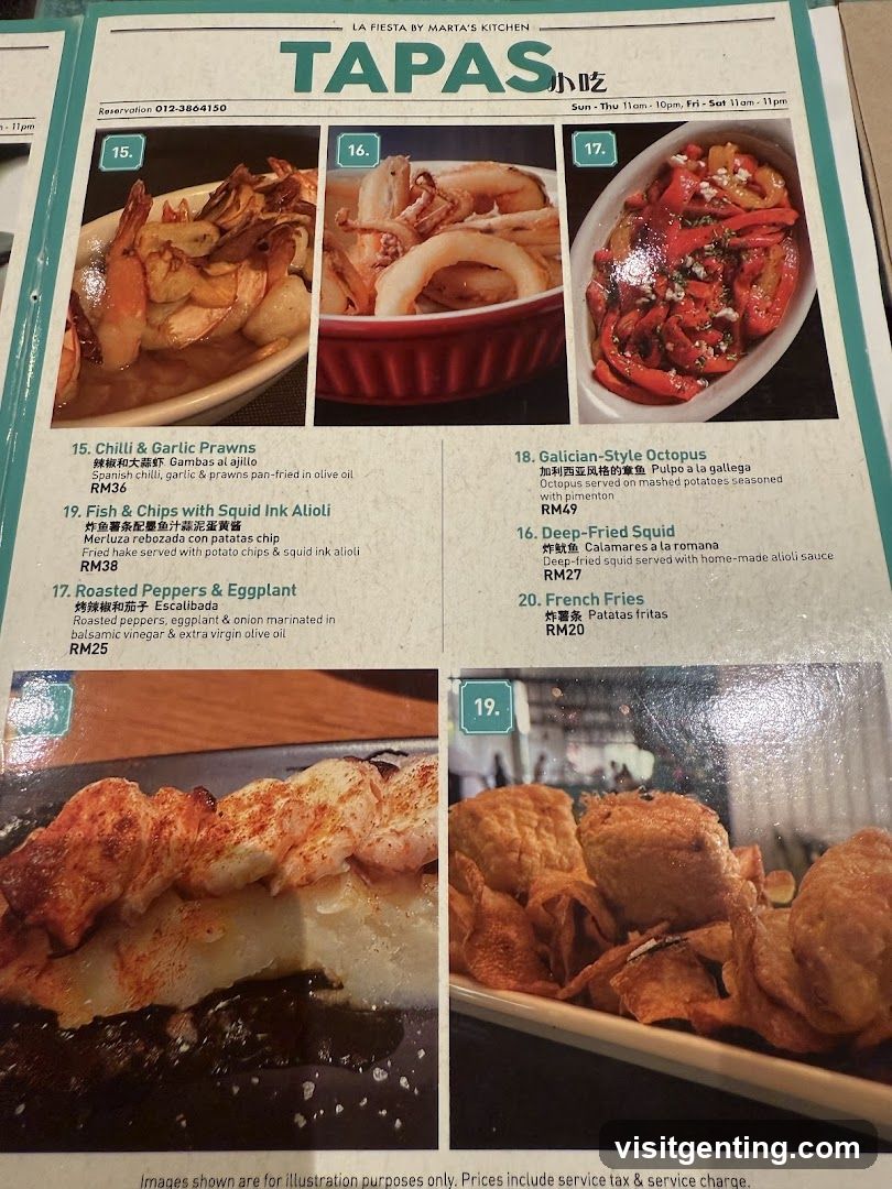 La Fiesta by Marta's Kitchen Tapas Menu