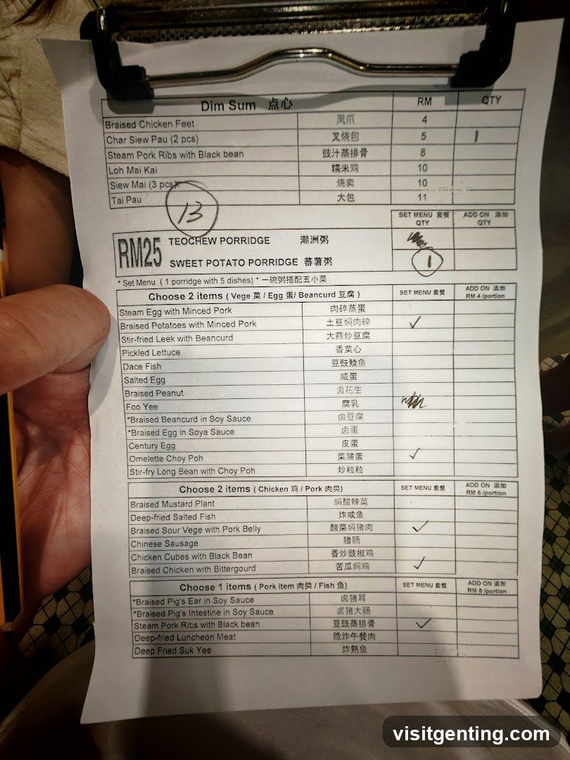 Dim Sum Menu with Set Menu Options