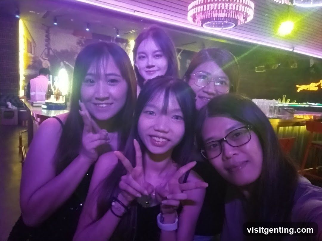 Group selfie in a bar or nightclub