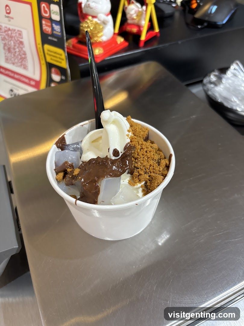 Ice cream dessert with toppings