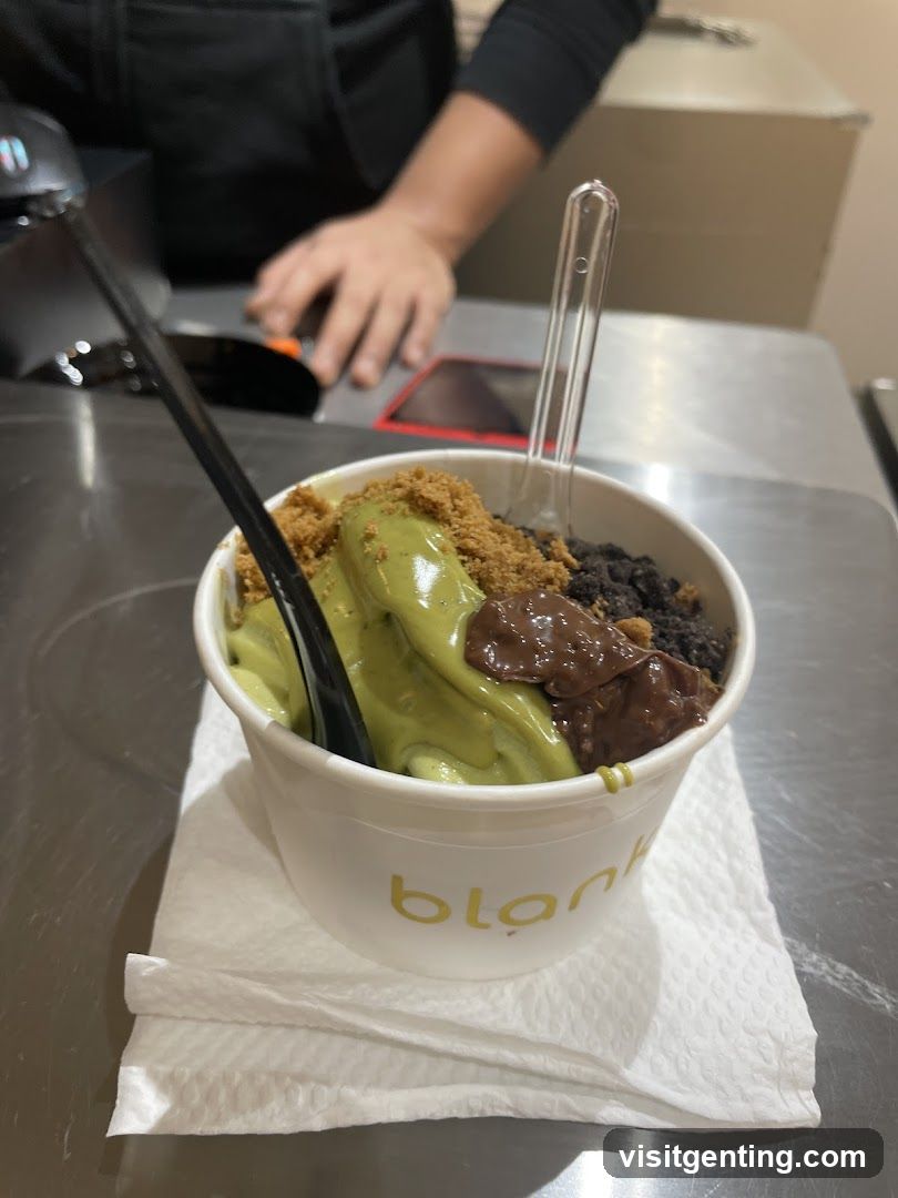 Frozen dessert at counter