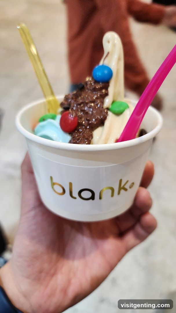 Hand holding frozen yogurt cup