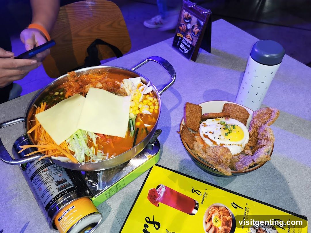 Table with food and drink