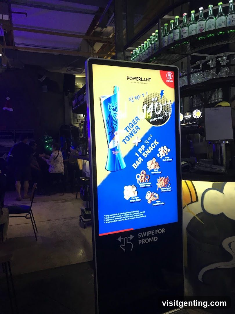 Digital Menu Display in Bar Interior