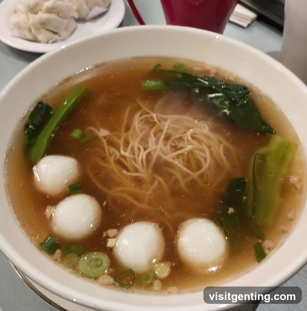 Bowl of Soup with Noodles and Fish Balls