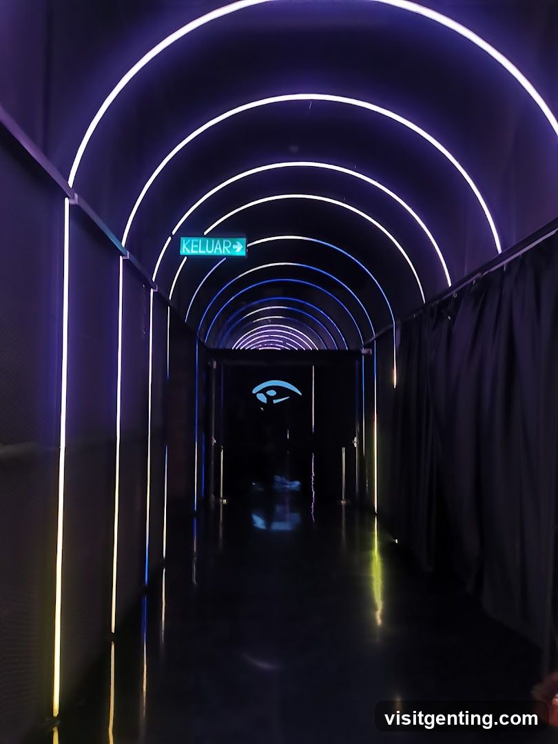Neon-lit hallway