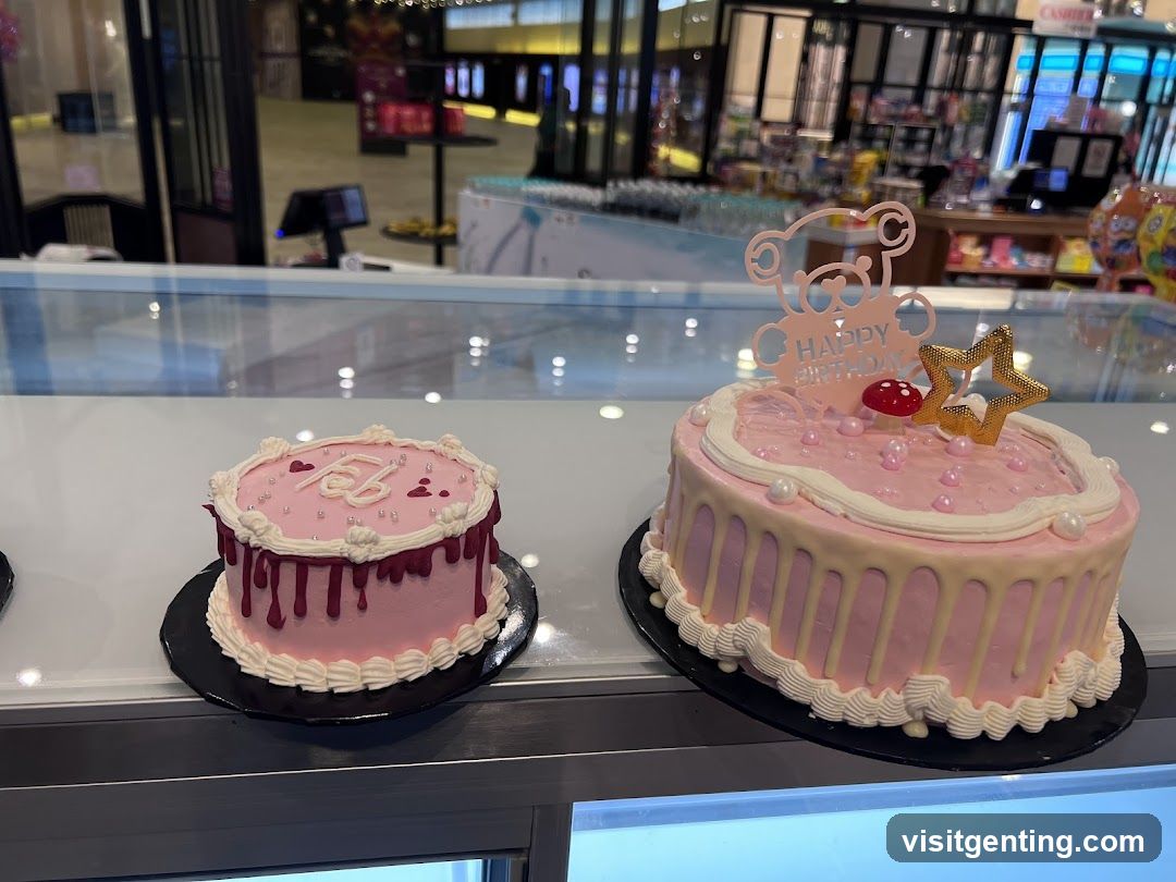 Cakes in display case