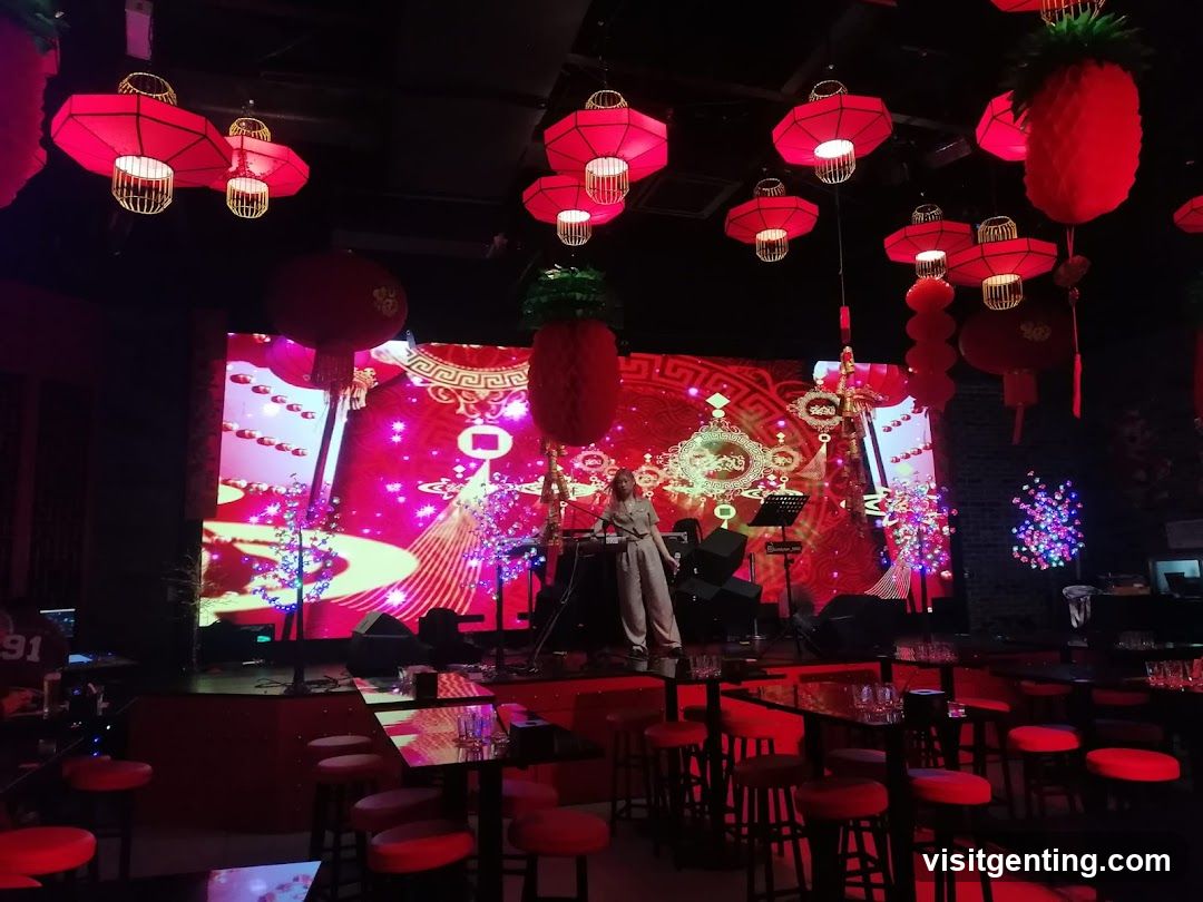 Interior of a venue with festive decorations