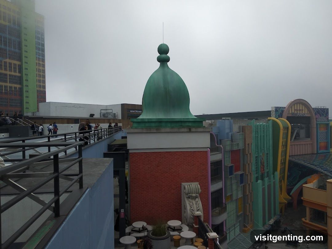Roof-level view of urban complex