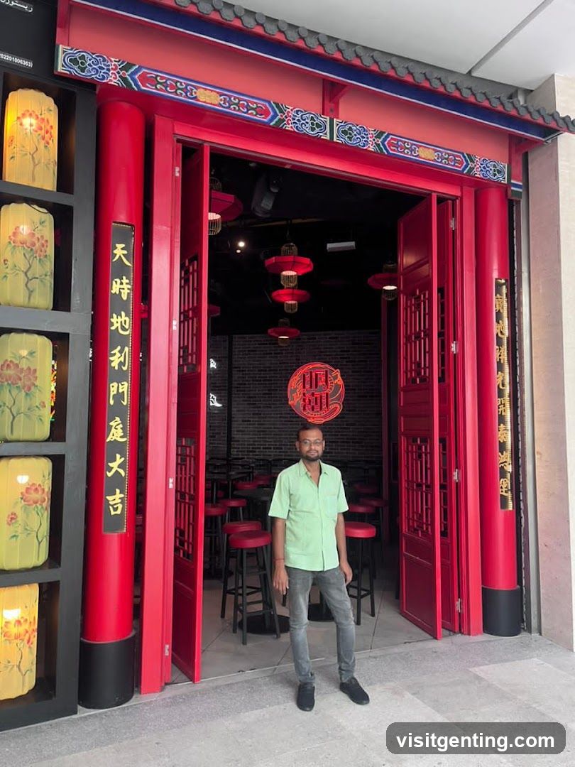 Red Traditional Chinese-Style Shop Entrance