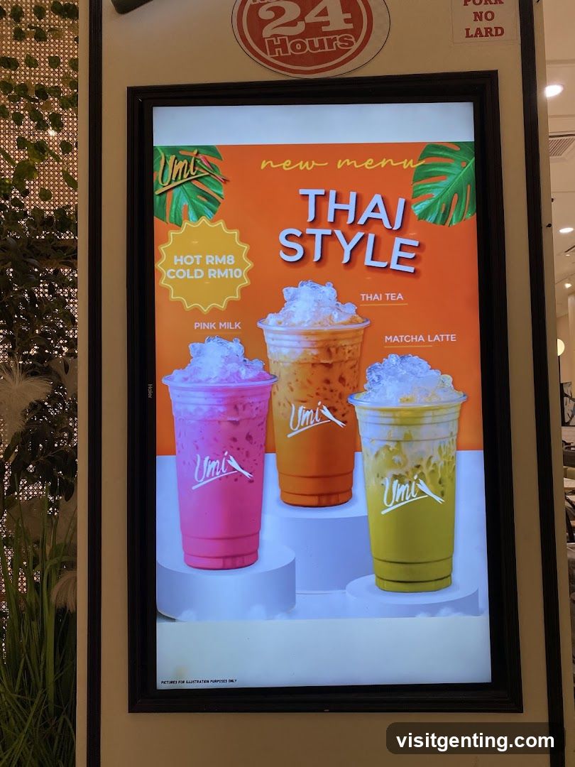 Umi Thai Style Beverage Menu Display