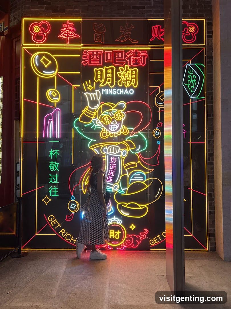 Neon-lit Bar Street Entrance
