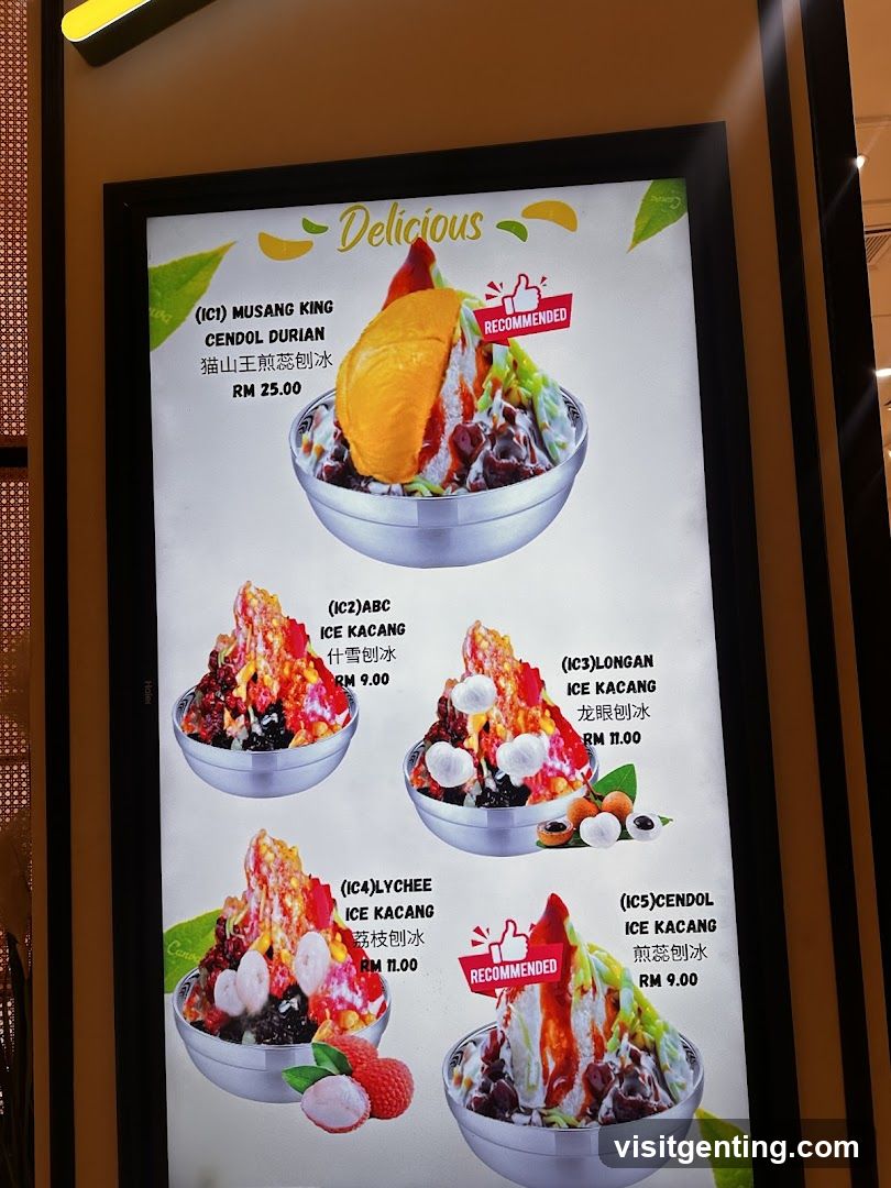 Ice Kacang Menu Board