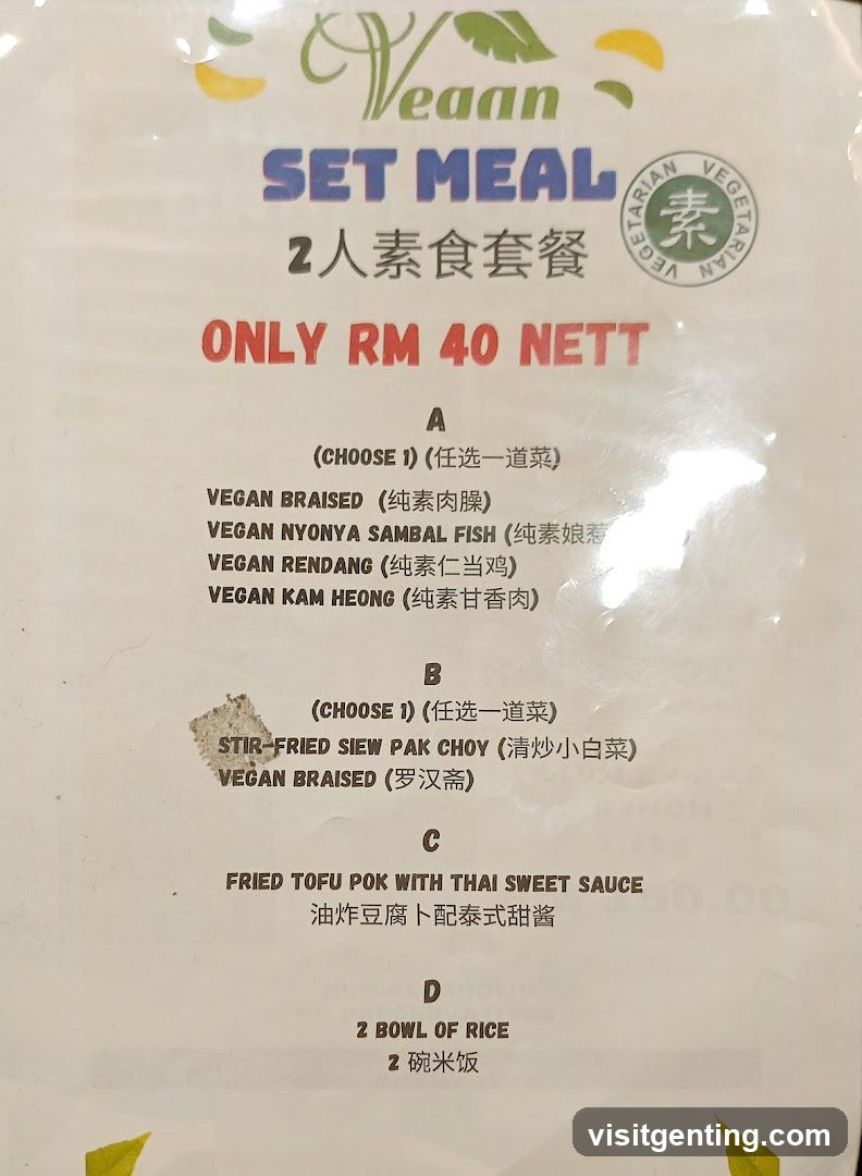 Vegan Set Meal Menu