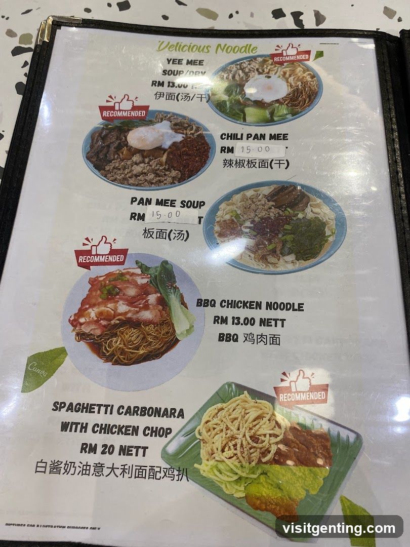 Delicious Noodle Menu