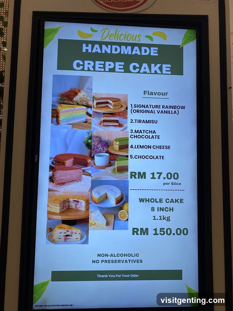 Handmade Crepe Cake Menu