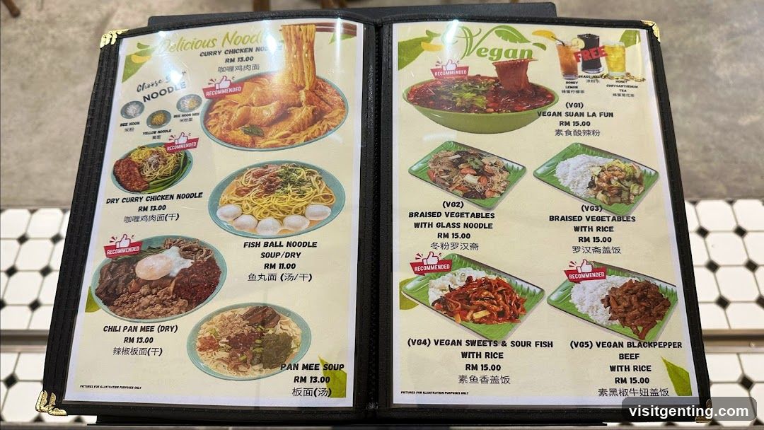 Noodle and Vegan Menu