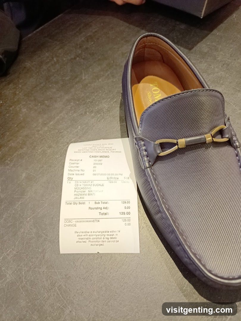 Receipt and Shoe