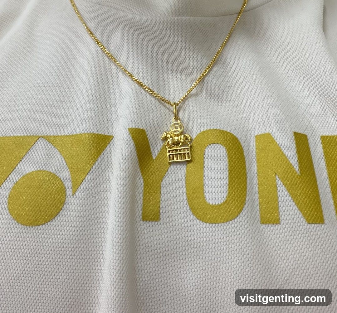 Gold necklace on Yonex apparel