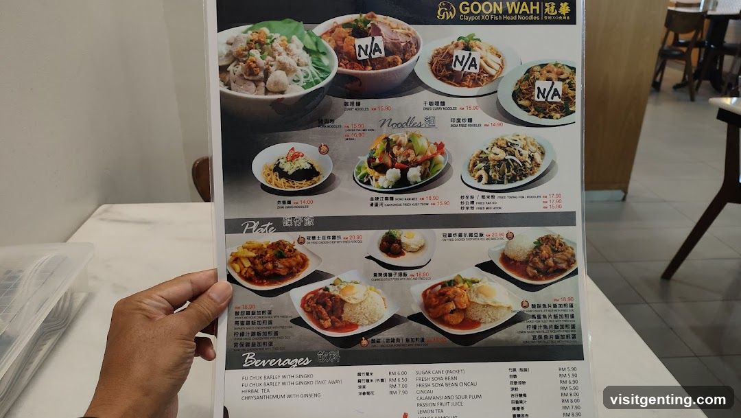 Goon Wah Noodles Menu