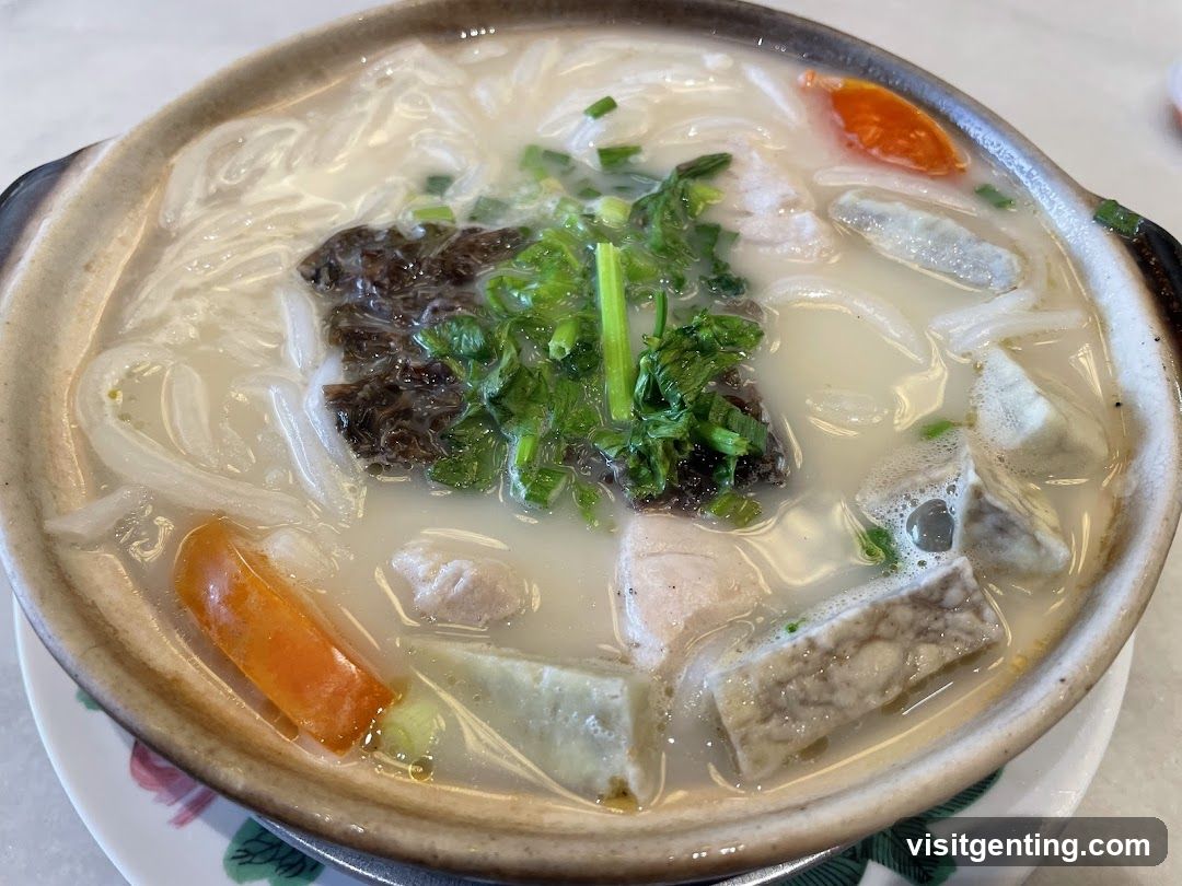 Soup in ceramic bowl