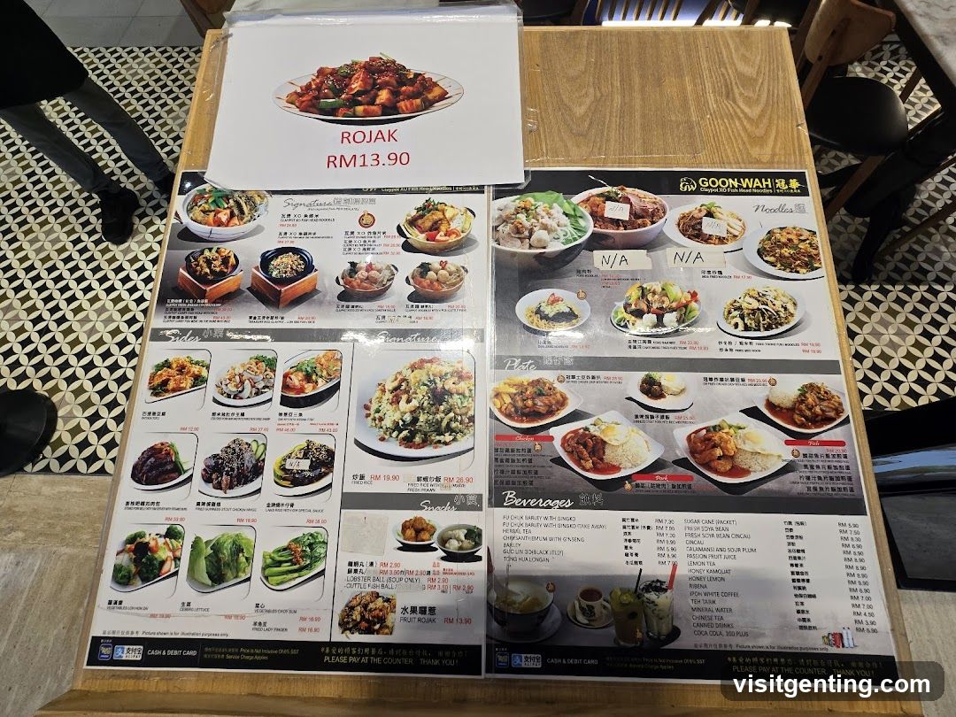 Goon-Wah Menu Display