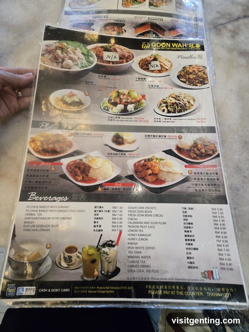Goon Wah Noodles Menu