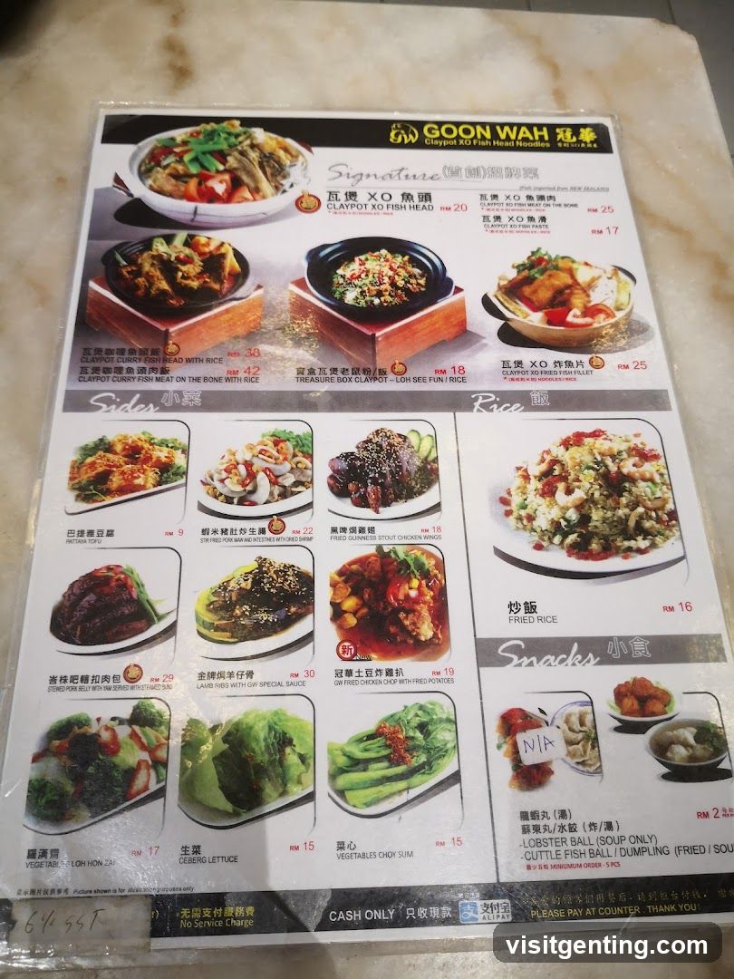 Goon Wah Claypot XO Fish Head Noodles Menu
