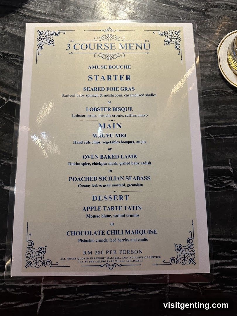 3 Course Menu