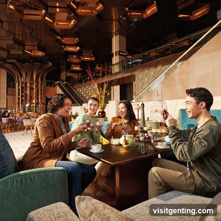 Group enjoying afternoon tea in luxury lounge