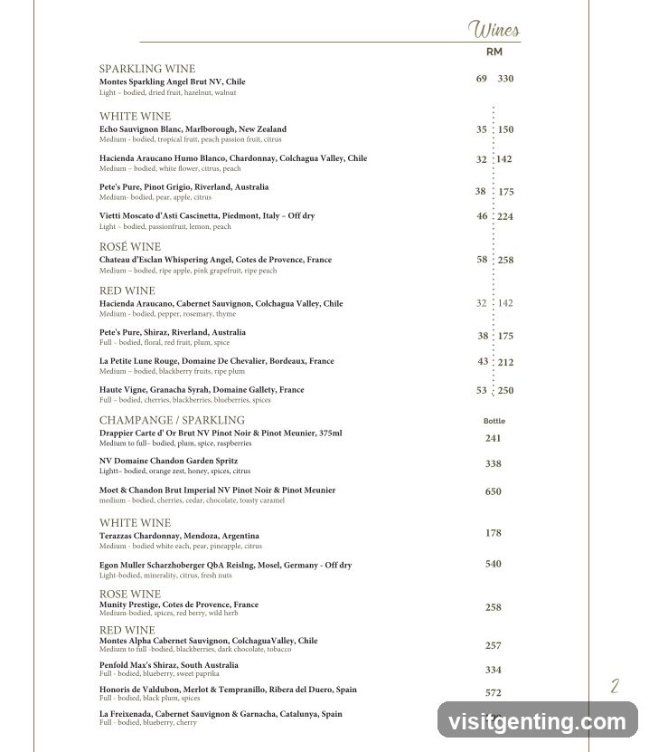 Wines Menu