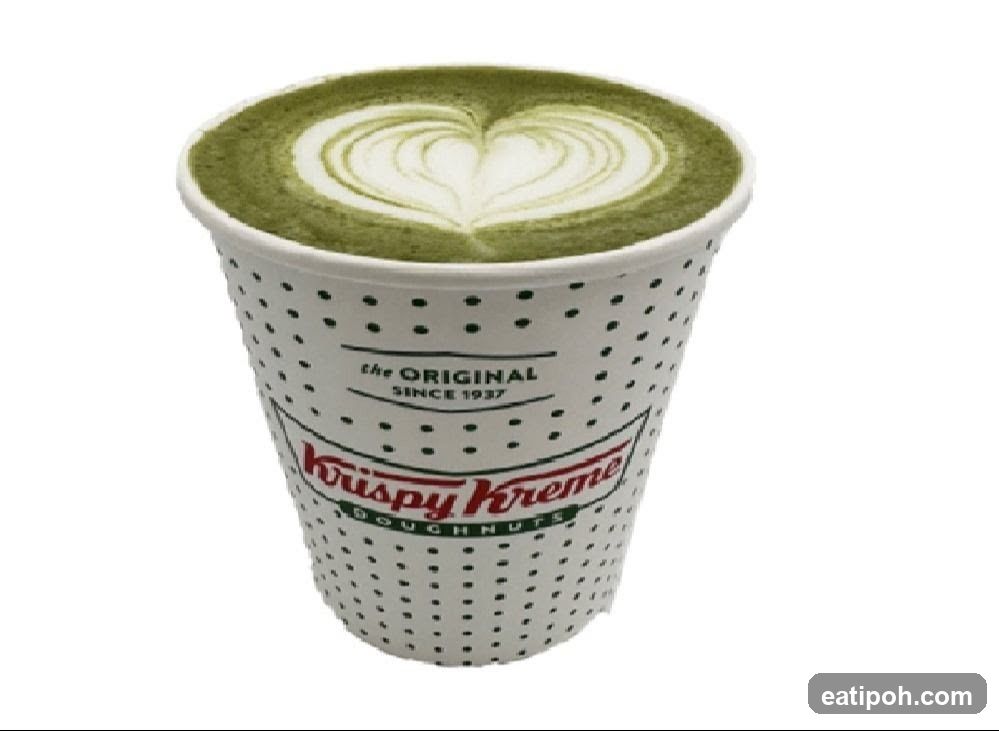 Matcha latte with heart art